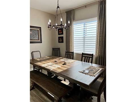 A rustic dining room